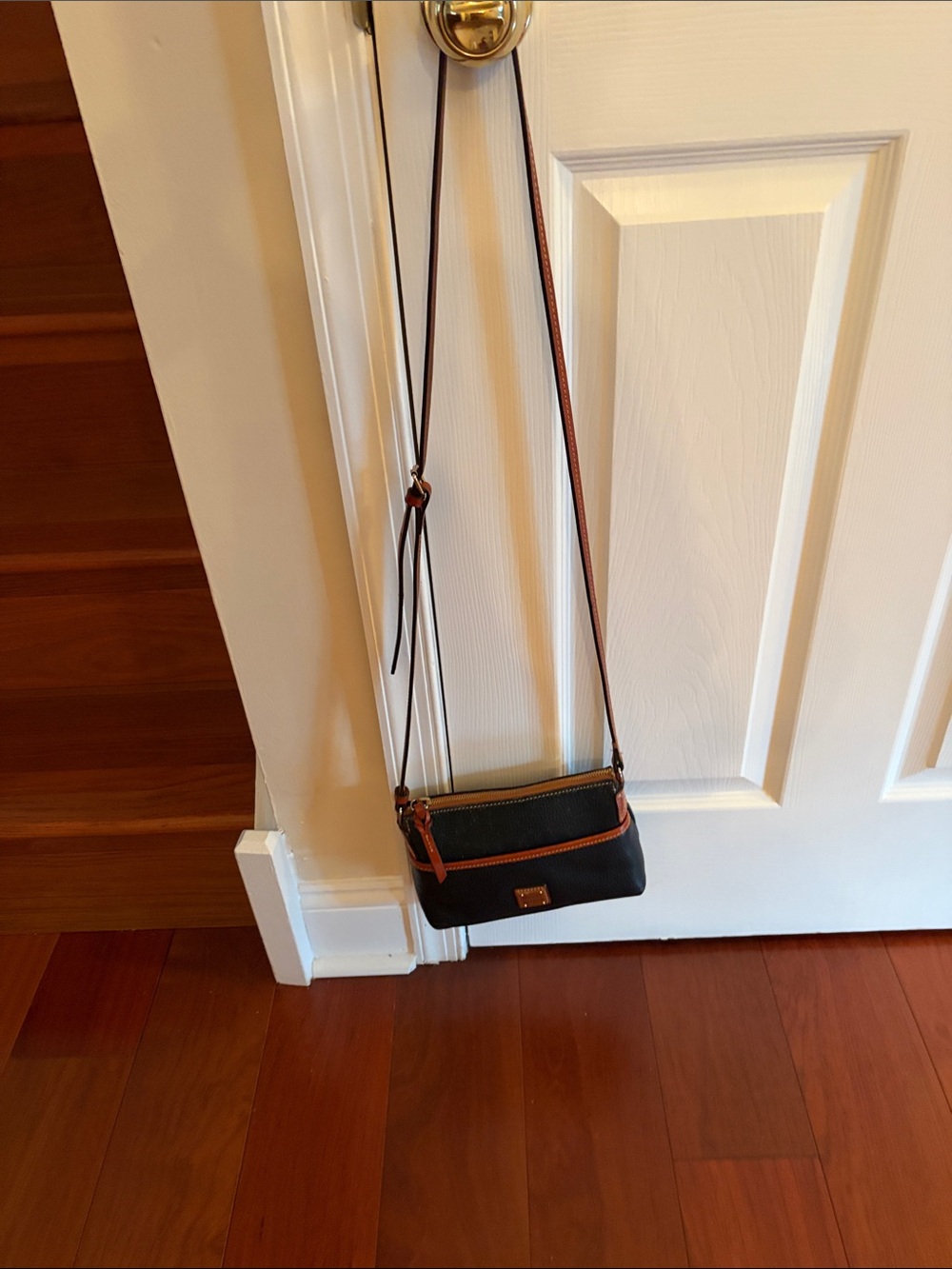 Dooney & Bourke Black Crossbody with Brown Trim